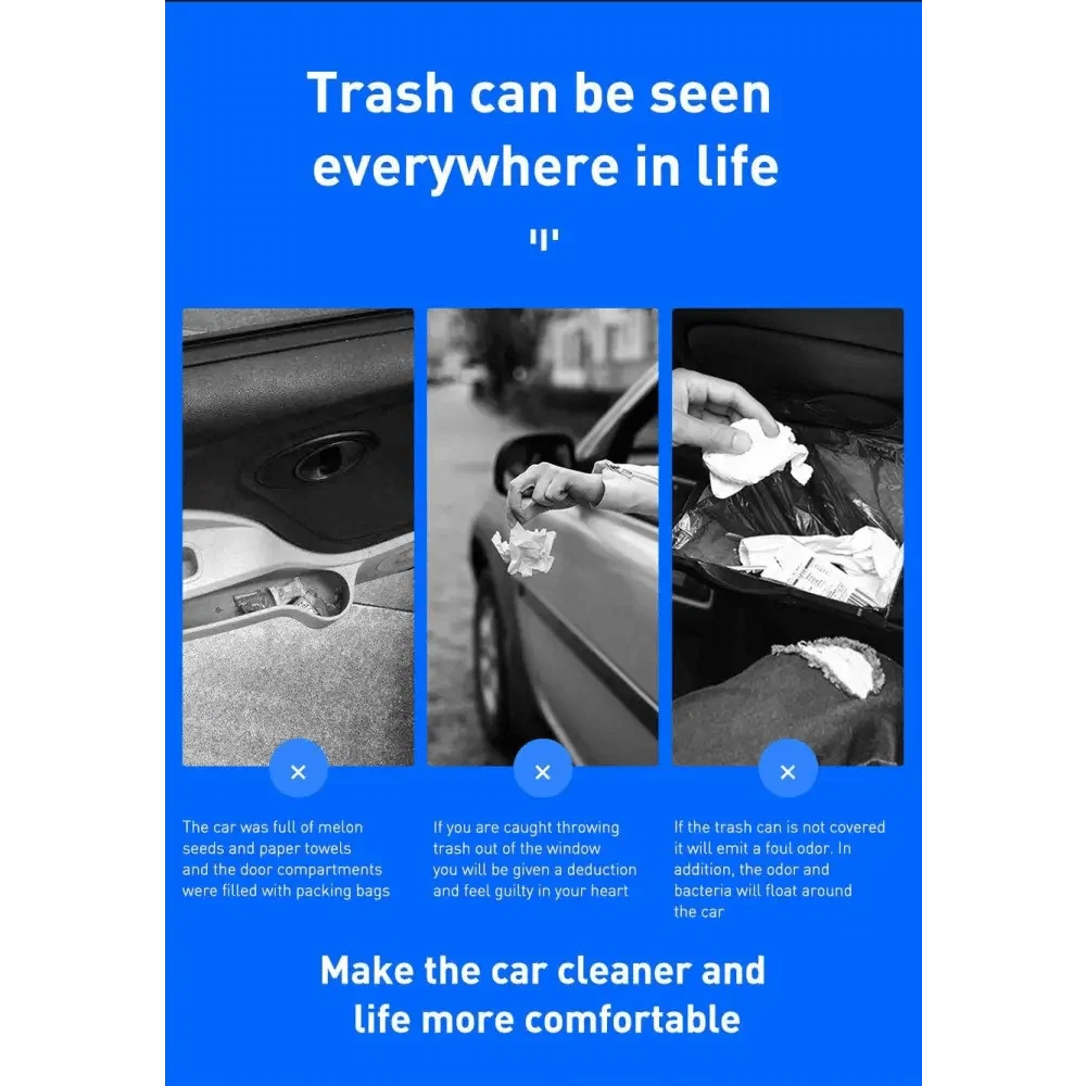 Black Small Trash Bin Garbage Can For Car Waste Rubbish Basket Organizer Storage Holder Car Accessories