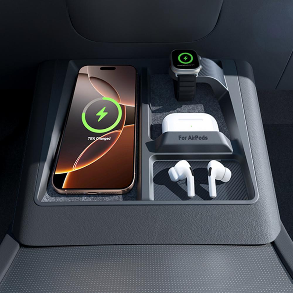 3-in-1 Wireless Charging Anti-Slip Organizer for Model 3 Highland / Model Y Juniper | TESERY