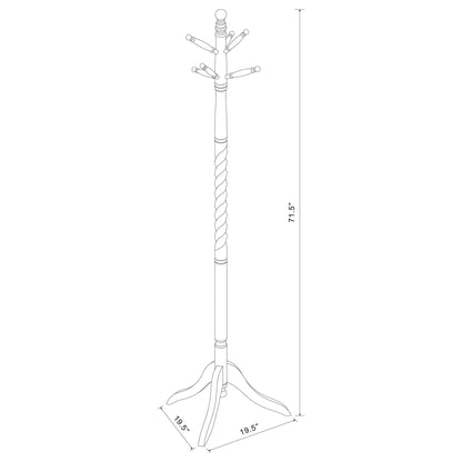 Coat Rack With Post Traditional Entryway Organizer With 6 Hooks - Brown