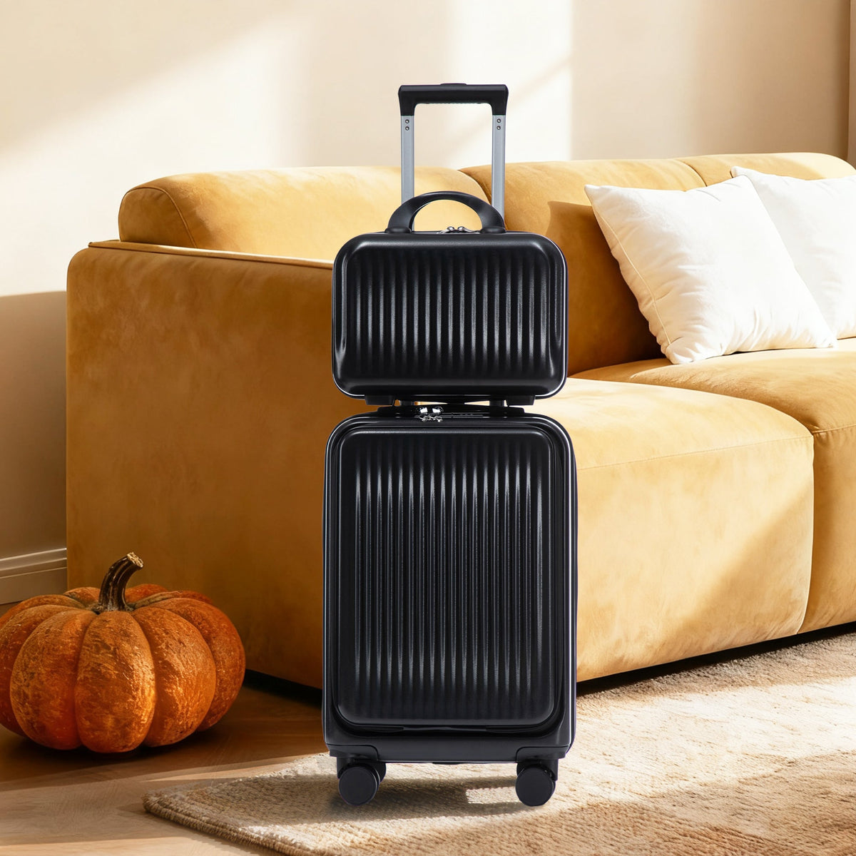 14' & 20' ABS Spinner Wheel Luggage Set with Cosmetic Case