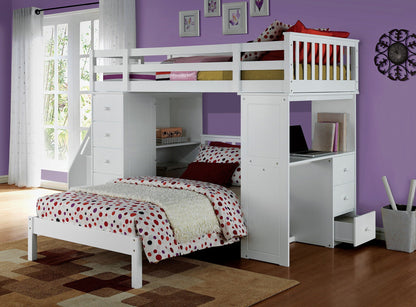 Freya Twin Loft Bed With Storage (Not Including The Bottom Twin Bed) - White