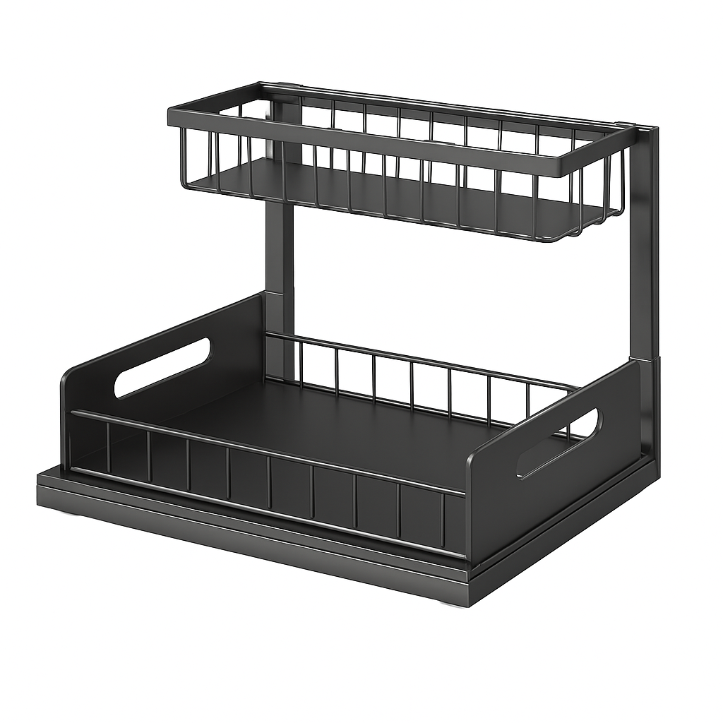 2 Tier Under Sink Organizer with Sliding Basket