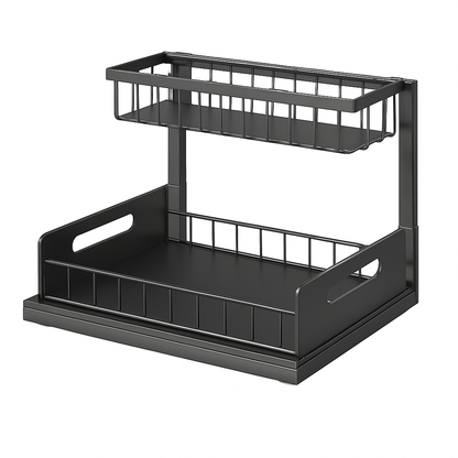 2 Tier Under Sink Organizer with Sliding Basket