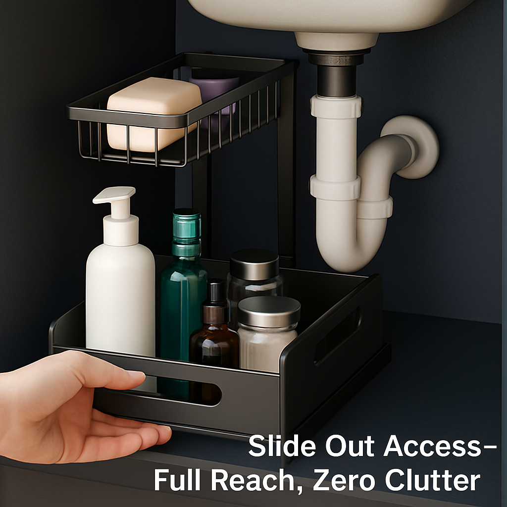 2 Tier Under Sink Organizer with Sliding Basket