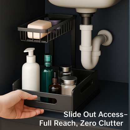 2 Tier Under Sink Organizer with Sliding Basket