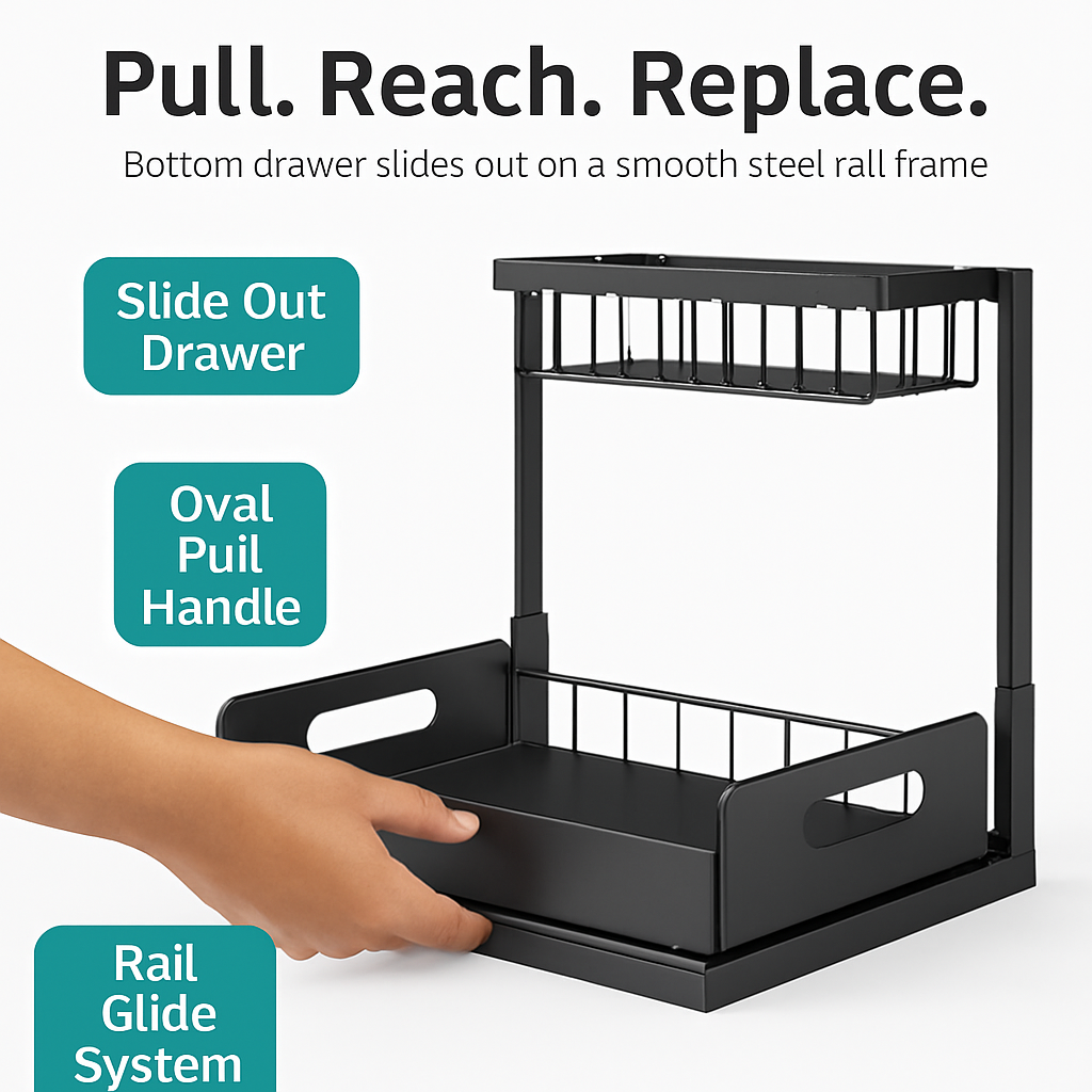 2 Tier Under Sink Organizer with Sliding Basket