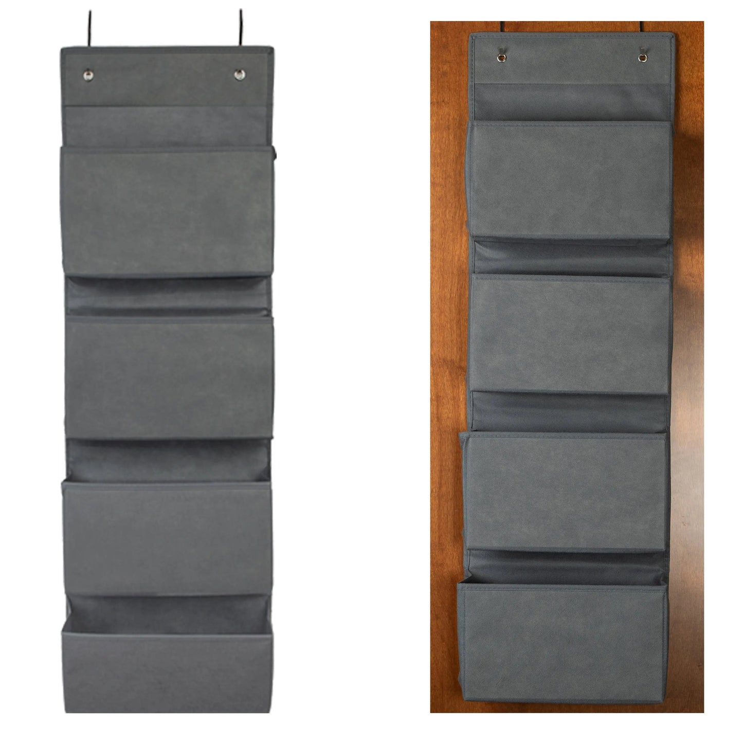 Over the Door Hanging Organizer Closet Storage Bins Grey
