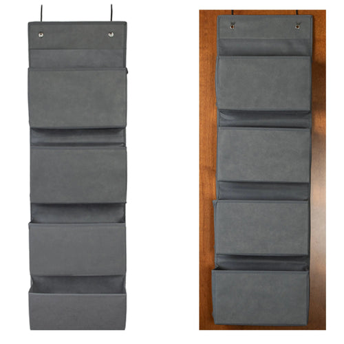 Over the Door Hanging Organizer Closet Storage Bins Grey