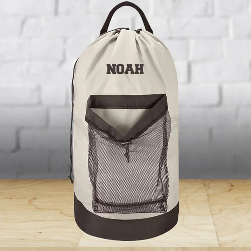 Personalized Embroidered Gray Laundry Bag
