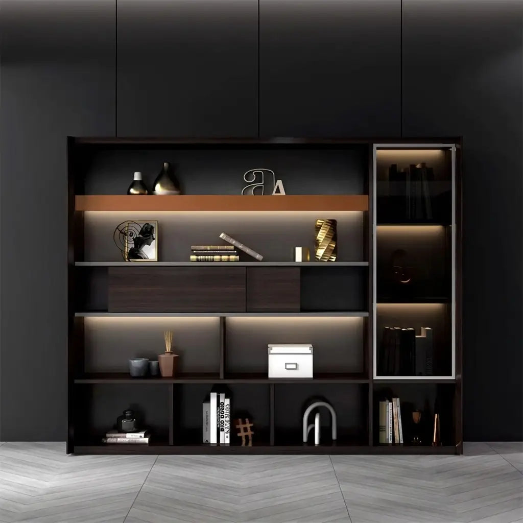 Fulton · Office Shelves w/ Integrated Lighting & Closet Storage