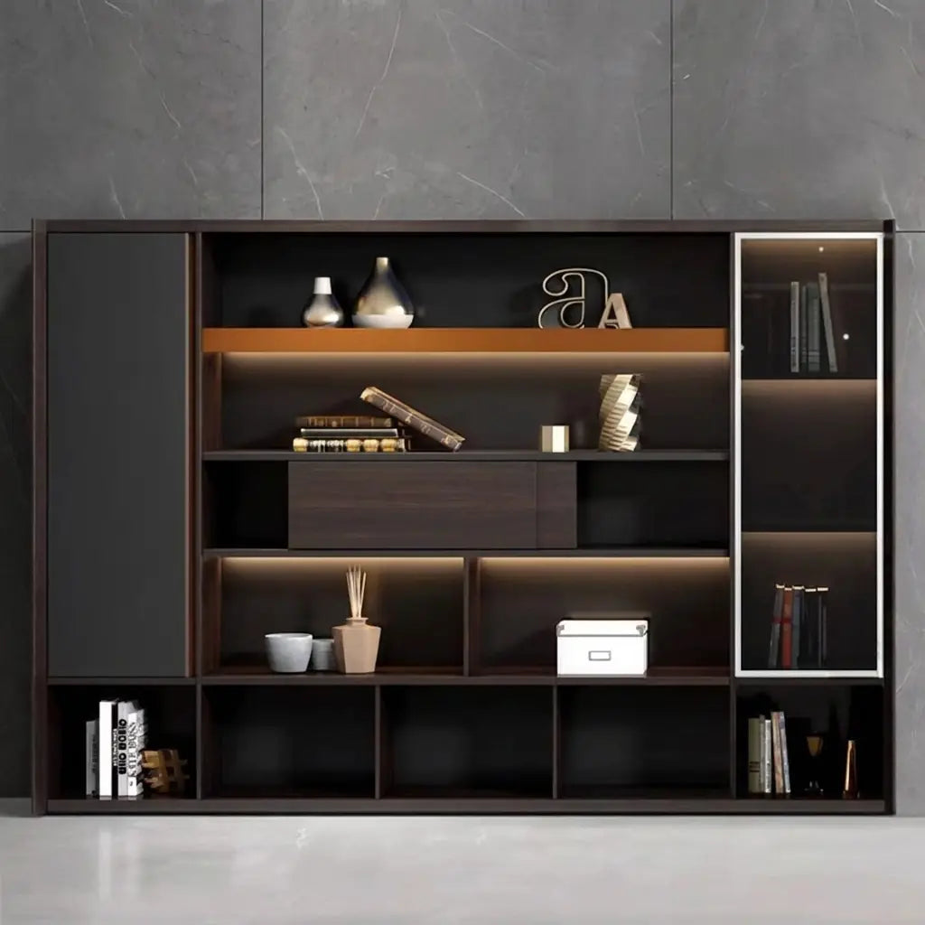 Fulton · Office Shelves w/ Integrated Lighting & Closet Storage