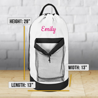 Personalized Embroidered Gray Laundry Bag