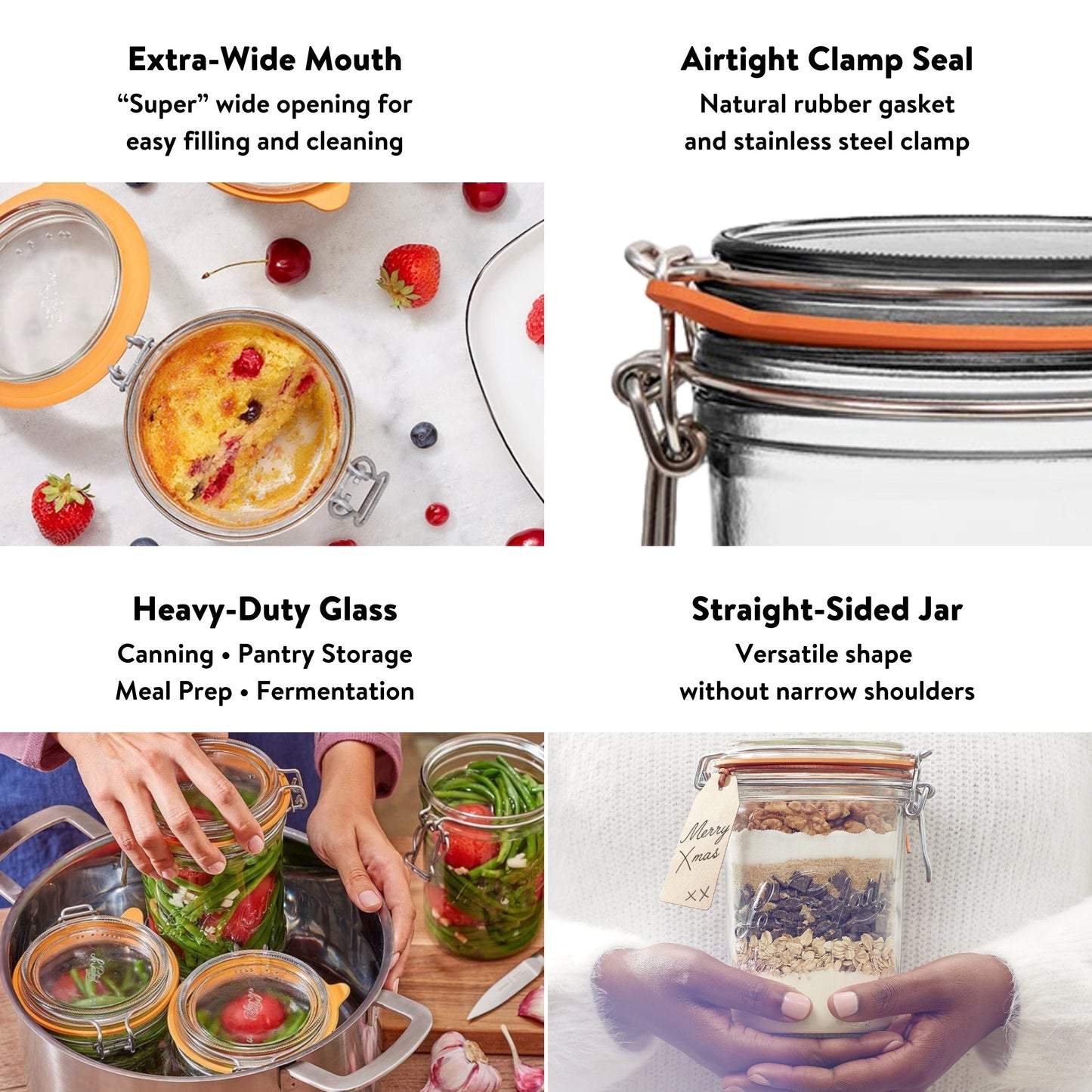 French Tapered Wire Bail Jars for Food Preservation