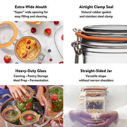 French Tapered Wire Bail Jars for Food Preservation