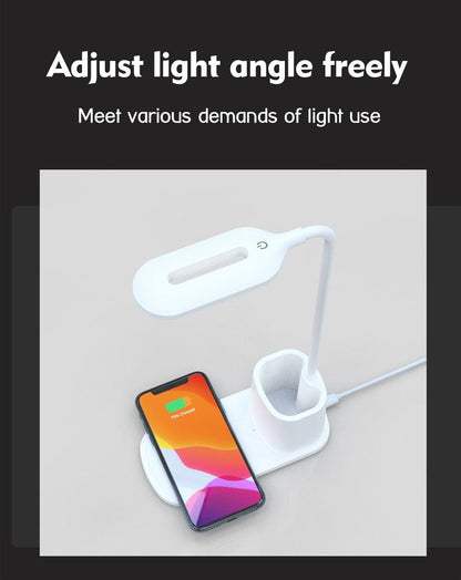 Touch Dimmable LED Desk Lamp 10W Wireless Charging/USB  Charging Table Light for Children Kids Reading Study Bedside Bedroom Decorative Table Lamp Cute Study Lamps for Bedroom Décor