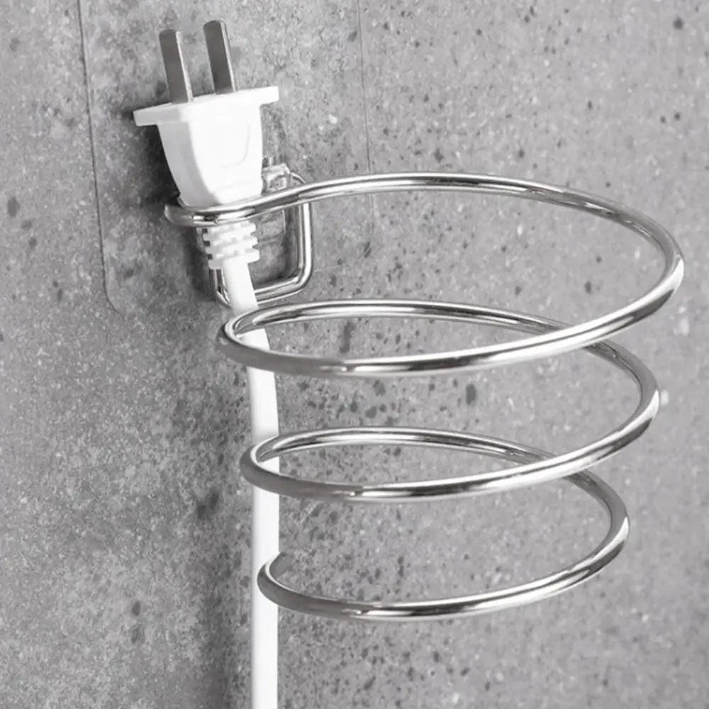 Unique Designed Hair Dryer Holder Blower Organizer Adhesive Wall Mounted Nail Free No Drilling Stainless Steel Stand Tool For Bathroom Bedroom