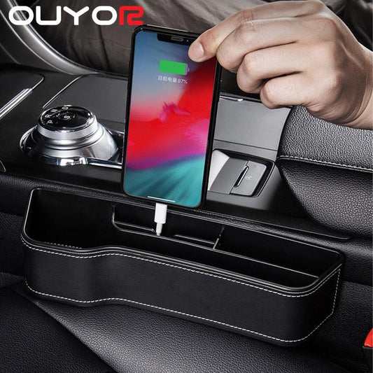 Universal Fit Storage Pockets Adjust Car Seat Gap Organizer PU Leather Car Storage Organizer Car Interior Accessories Universal High Capacity Non-Slip Car Front Seat Crevice Storage Box Organizer Storage Box for Car