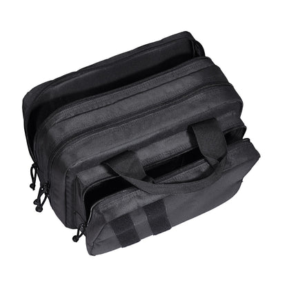 Range Bag for 2 Pistols, Tactical Gun Bag with 2 Built-in Removable Pistol Bags & 6 Detachable Magazines, Gun Range Bag for Outdoor Hunting Shooting, Lockable Carrying Handgun Bag Case