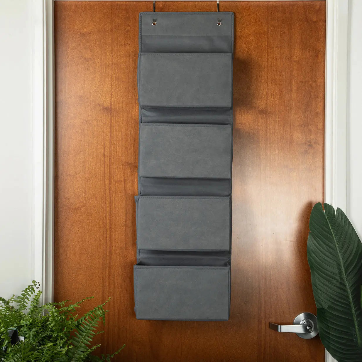Over the Door Hanging Organizer Closet Storage Bins Grey